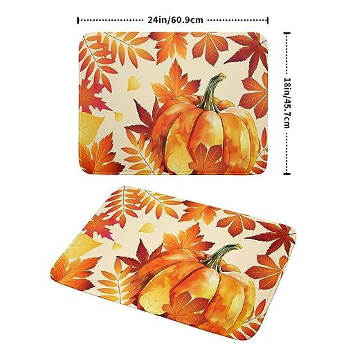 Autumn Pumpkin Maple Leaf Dish Drying Mat for Kitchen Counter