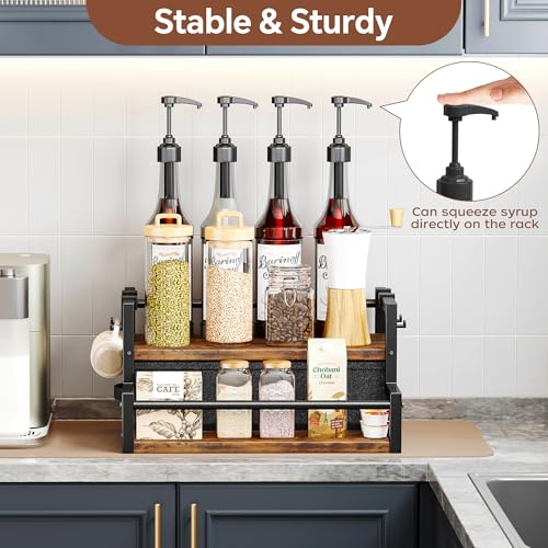 Coffee Syrup Organizer Rack with Coffee Pod Drawers and Cup Hook