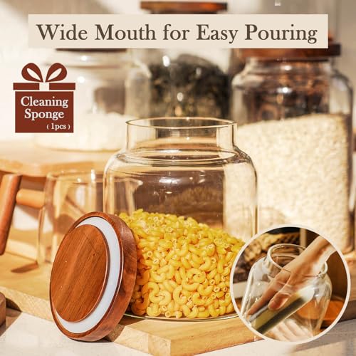 Glass Storage Container Airtight Food Jars Kitchen Canister with Wood Lids