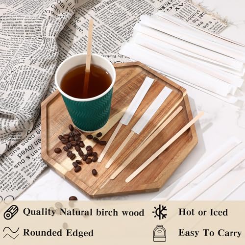 3000 Pcs Individually Wrapped Wooden Coffee Stirrers (3000 Count)