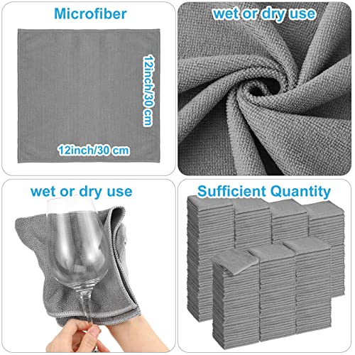 100 Pack 12'' x 12'' Microfiber Cleaning Cloths Reusable Cleaning Rags Bulk Microfiber Towels Softer Highly Absorbent Washcloths for House Kitchen Car Window