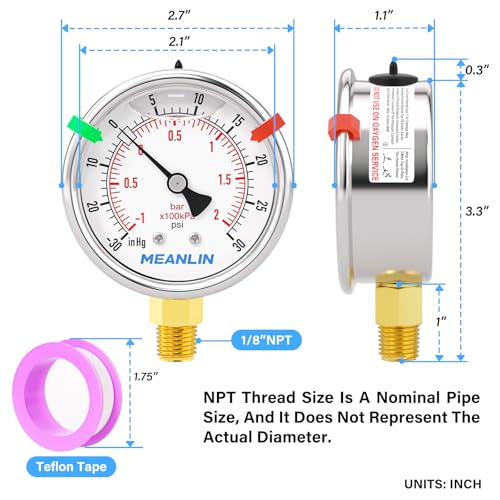 30inHG~30Psi Vacuum Pressure Gauge 1