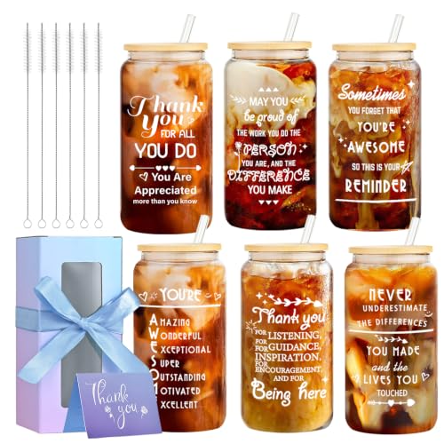 6 Pack Employee Thank You Gifts Glass Cups (6 Count)