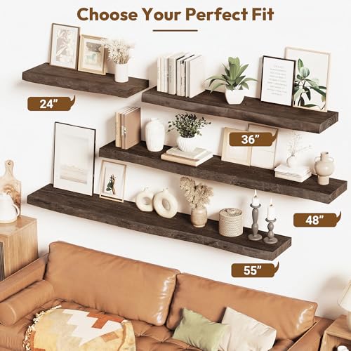 Wood Floating Shelves Live Edge 24” Set of 2 (2 Count)