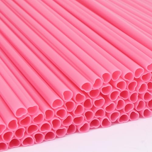 Pink Heart Shaped Disposable Straws (120 Count)