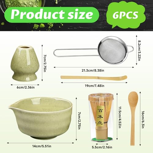 Matcha Set 6 Pcs Matcha Whisk Set with 20 oz Bowl