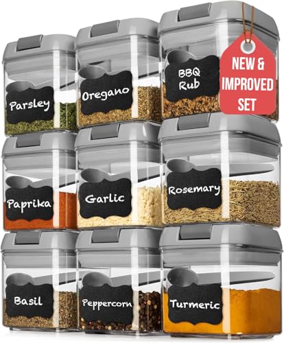 9PC (0.5L, 2.1 Cup, 17oz) Airtight Food Storage Containers + 6 Spoons (9 Count)