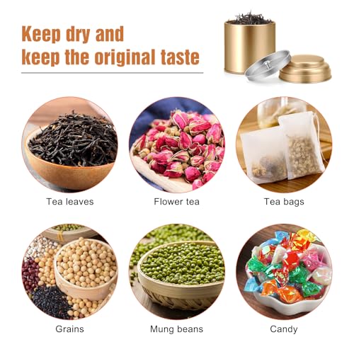 6PCS Tea Tin with Airtight Double Lids for Loose Leaf Tea Storage (6 Count)
