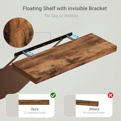 Deep Floating Shelves for Wall 24 inches Set of 2 (2 Count)