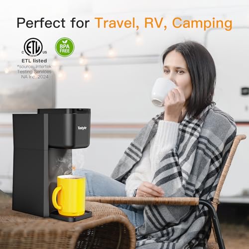 Mini Single Serve Hot and Iced Coffee Maker for K Cup and Ground