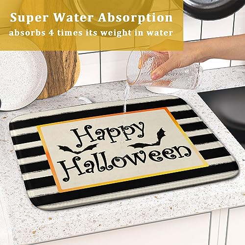 Happy Halloween Bats Dish Drying Mat for Kitchen Counter