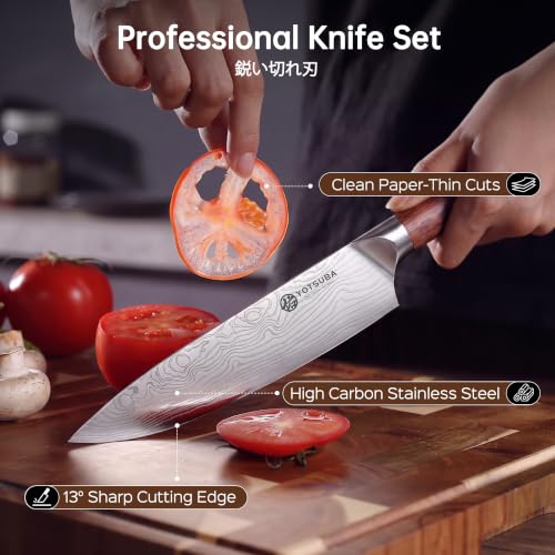 14 PCS Japanese Knife Set with Block and Sharpening Rod (14 Count)