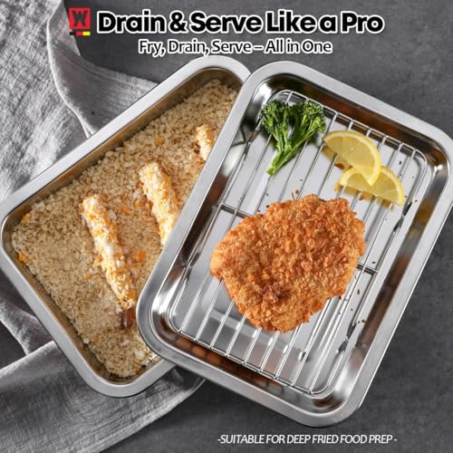 Stainless Steel Casserole Pan or Food Prep Container with Rack & Lid