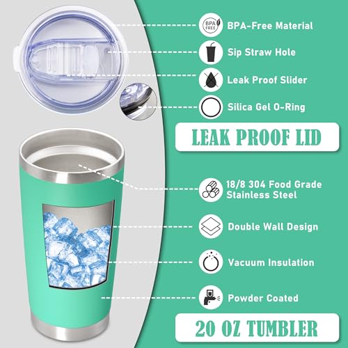 20oz Tumbler Insulated Coffee Tumblers with Lid StainlessSteel LightBlue 8P (8 Count)