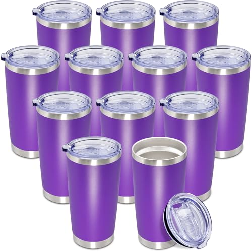 20oz Tumbler Insulated Coffee Tumblers with Lid Stainless Steel Purple 12P (12 Count)
