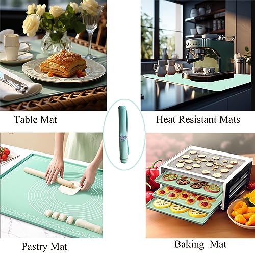 Silicone Pastry Mat 28"*20" Extra Thick Non Stick Baking Mat with Measurement Food Grade Silicone Rolling Dough Mat