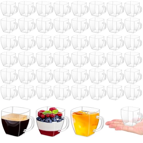 50 Pcs Mini Disposable Tea Cups with Handle (50 Count)