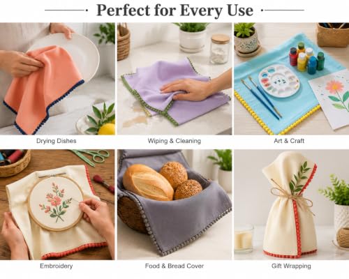 Kitchen Towels 100% Cotton Solid Kitchen Dish Cloths (6 Count)