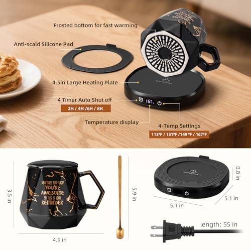 Coffee Mug Warmer Set Smart Heated Electric Tea Coffee Cup Warmer for Desk