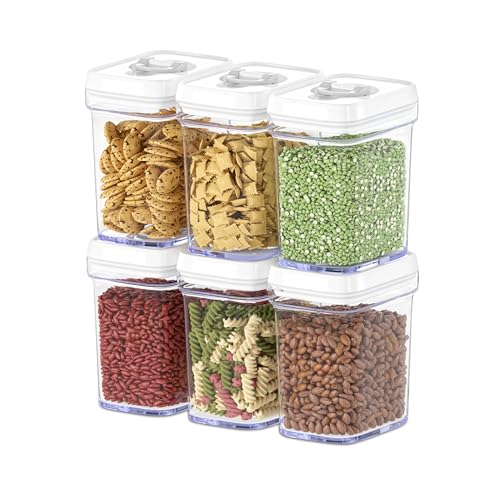 Airtight Food Storage Containers for Pantry With White Lids 1L (6 Count)