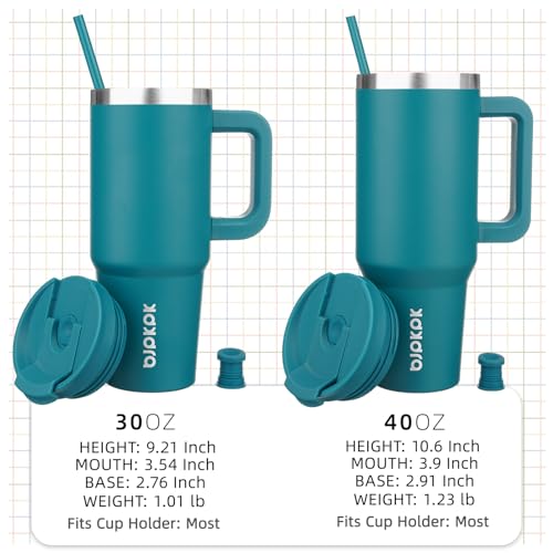 30 oz Insulated Tumbler with Handle & Straw