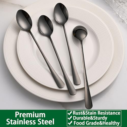 7.5 Inches Black Coffee Stirring Spoons Set (8 Count)