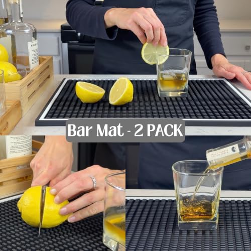Bar Mat White Frame 18x12 in 2 Pack Silicone (2 Count)