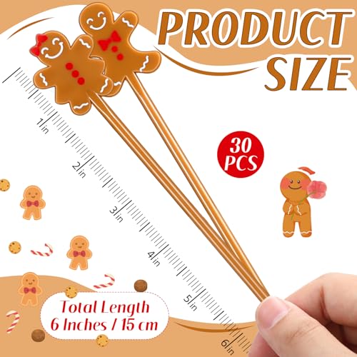 30 Pcs Christmas Drink Stirrers Gingerbread Couple Stir Sticks (30 Count)