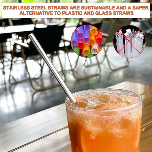 Stainless Steel Straws Metal Reusable Drinking Straw for Juice Iced Coffee Cold Beverage Water Highball Glasses 12 (8 Count)