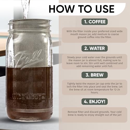 The TUBE+ Cold Brew Coffee Maker and Tea Infuser for Wide Mouth Mason Jars