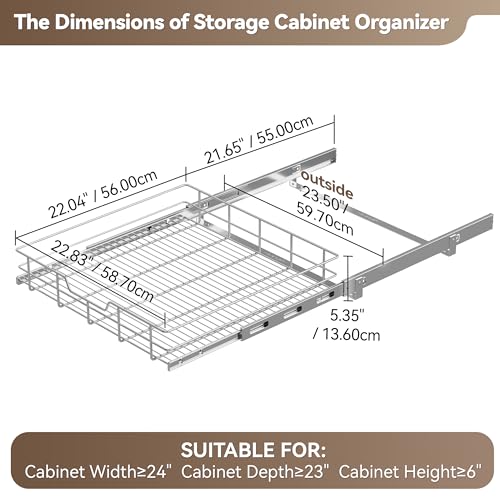 Pull Out Cabinet Organizer 24" W X 22" D