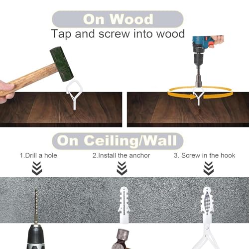 20PCS Eye Screw Hooks for Hanging Heavy Duty with Safety Buckle.Metal Ceiling Hooks for Hanging Plants