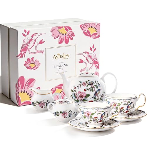 Fine Bone China Tea Party Set For Adult 7 Pieces Porcelain Flower Tea Set