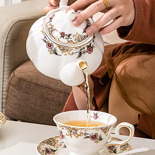 Utility Porcelain Tea Sets Afternoon Tea Set Bone China Coffee Cup and Saucer Gift Set Teapot Sugar Bowl Cream Pitcher British Royal Wedding Tea Service for Adults Teapots