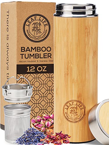 Premium Bamboo Tea Tumbler with Infuser for Loose Leaf Tea
