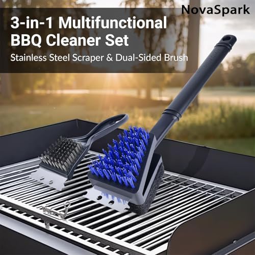 3-in-1 Grill Cleaning Kit, Nylon Grill Brush for Outdoor Grill (3 Count)