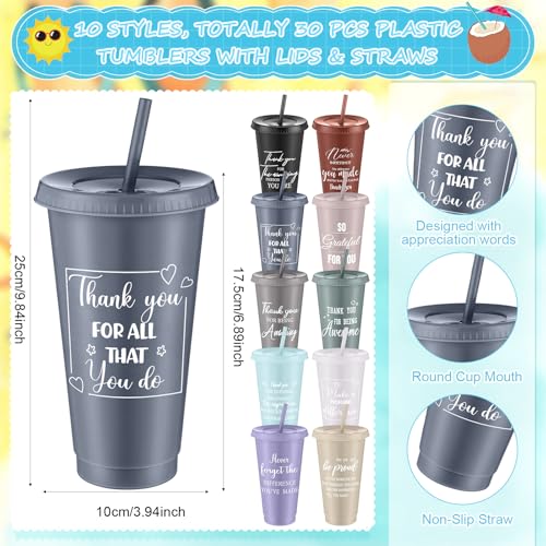 90 Pcs Employee Appreciation Gifts Bulk 24 oz Thank You Tumbler with Lid and Straw Mini Spiral Notebooks and Pens Appreciation Gifts for Team Employee Coworkers Teacher (90 Count)