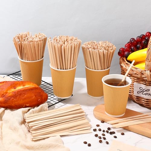 4000 Pack Birch Wood Coffee Stir Sticks 7 Inch Disposable Wooden Coffee Stirrers Bulk Long Tea Stirring Stick Round End Swizzle Beverage Mixer for Cocktail Hot Chocolate Drink Summer (4000 Count)