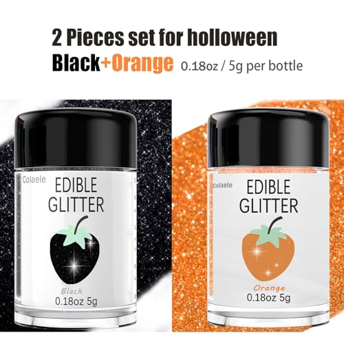 Orange Edible Glitter Black Glimmer Powder for Halloween Cakes Drinks