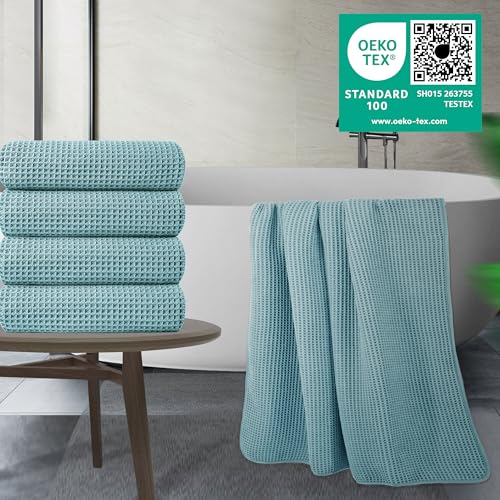 430 GSM Poly Blend Microfiber Quick Dry Waffle Bath Towel (4 Count)