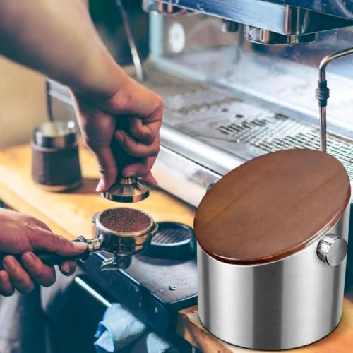Espresso Knock Box with Walnut Lid for Coffee Grounds