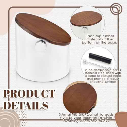 Espresso Knock Box with Walnut Lid for Coffee Grounds