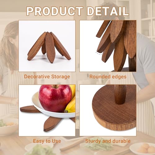 Wooden Tree Shaped Trivets Set for Coffee Table (4 Count)