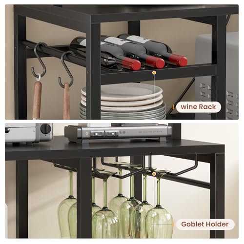 Bakers Rack with Power Outlet and LED Light