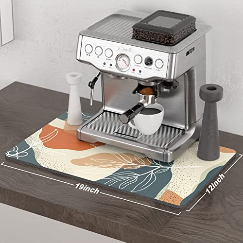 Coffee Mat 12" x 19" Cute Boho Theme Coffee Bar Mats for Espresso Machine Station Accessories and Organizer