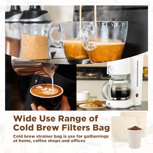 2 Pcs 20 x 20 Inch Large Reusable Cold Brew Coffee Bag Reusable Organic Cotton Cold Brew Filter Bags Washable Coffee Filter Pouch with Easy Open Drawstring Pitchers 5 Gallon Systems up to 5 LBS