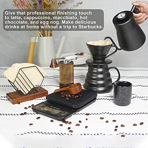 Pour Over Coffee Maker Set Coffee Kettle Scale Ceramic Server Ceramic Dripping Cup Bean Grinder Filter Paper Ceramic Cup ALL in 1 Portable Metal Box for Traveling (5 Count)