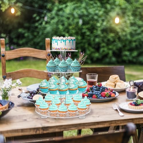 4 Tier Round Acrylic Cupcake Stand with Base