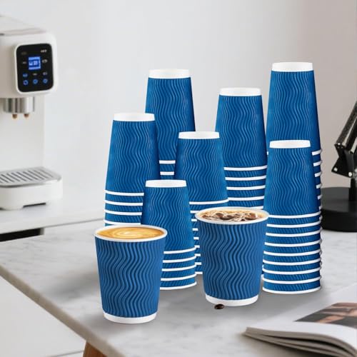 10 oz Coffee Cups 120 Pack Disposable Insulated Corrugated Paper Cup (120 Count)