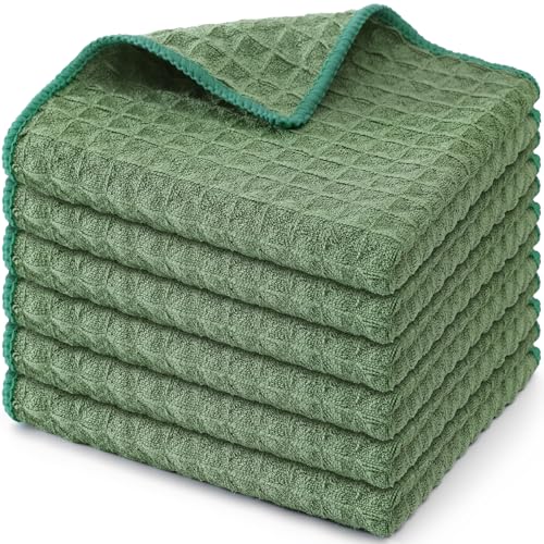 Microfiber Waffle Weave Kitchen Dish Cloths (6 Count)